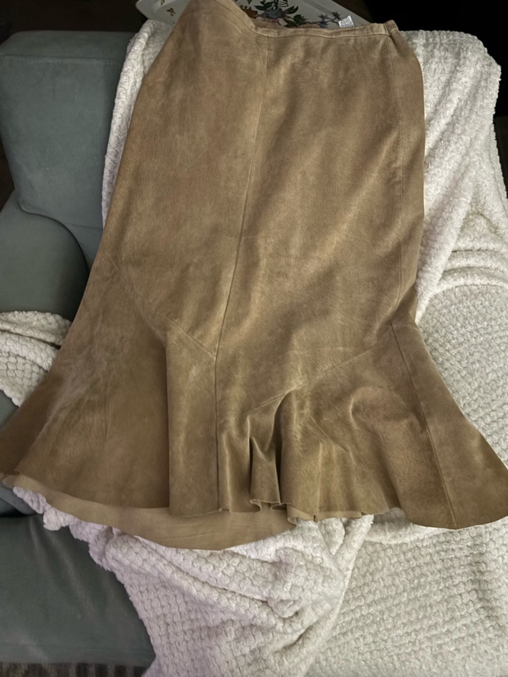 Chico's Camel Suede Flared Hem Skirt